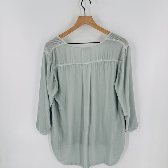 CP Shades Velvet Tunic Blouse Gray Sage Green Size M Made in USA - Picture 2 of 8